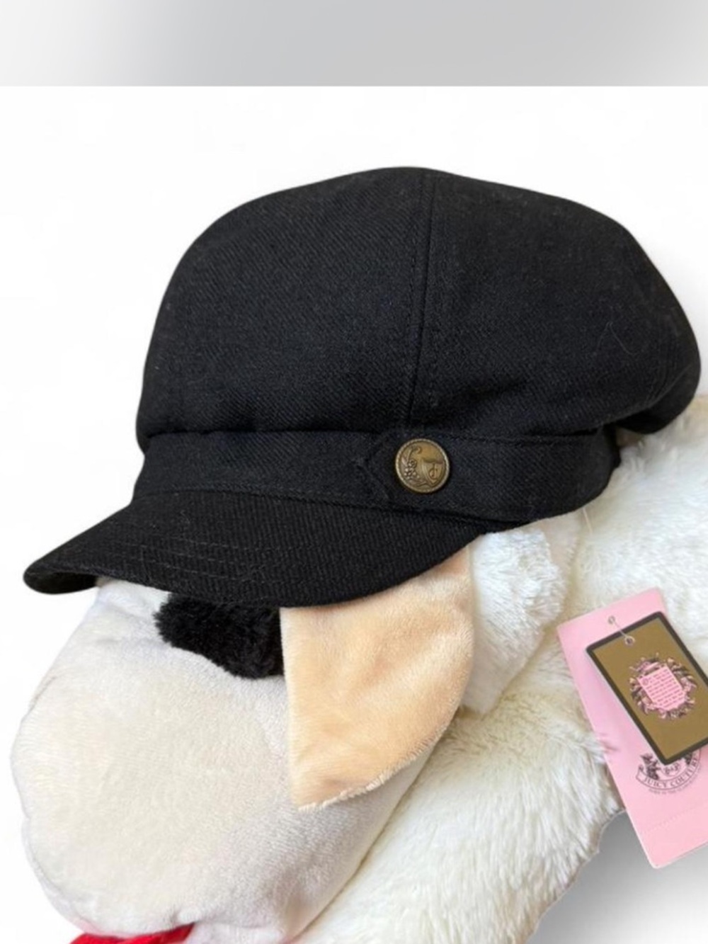 💓RESERVED FOR FREAKMASTER180💓BNWT VINTAGE Juicy Couture black Newsboy Cap - Picture 2 of 7